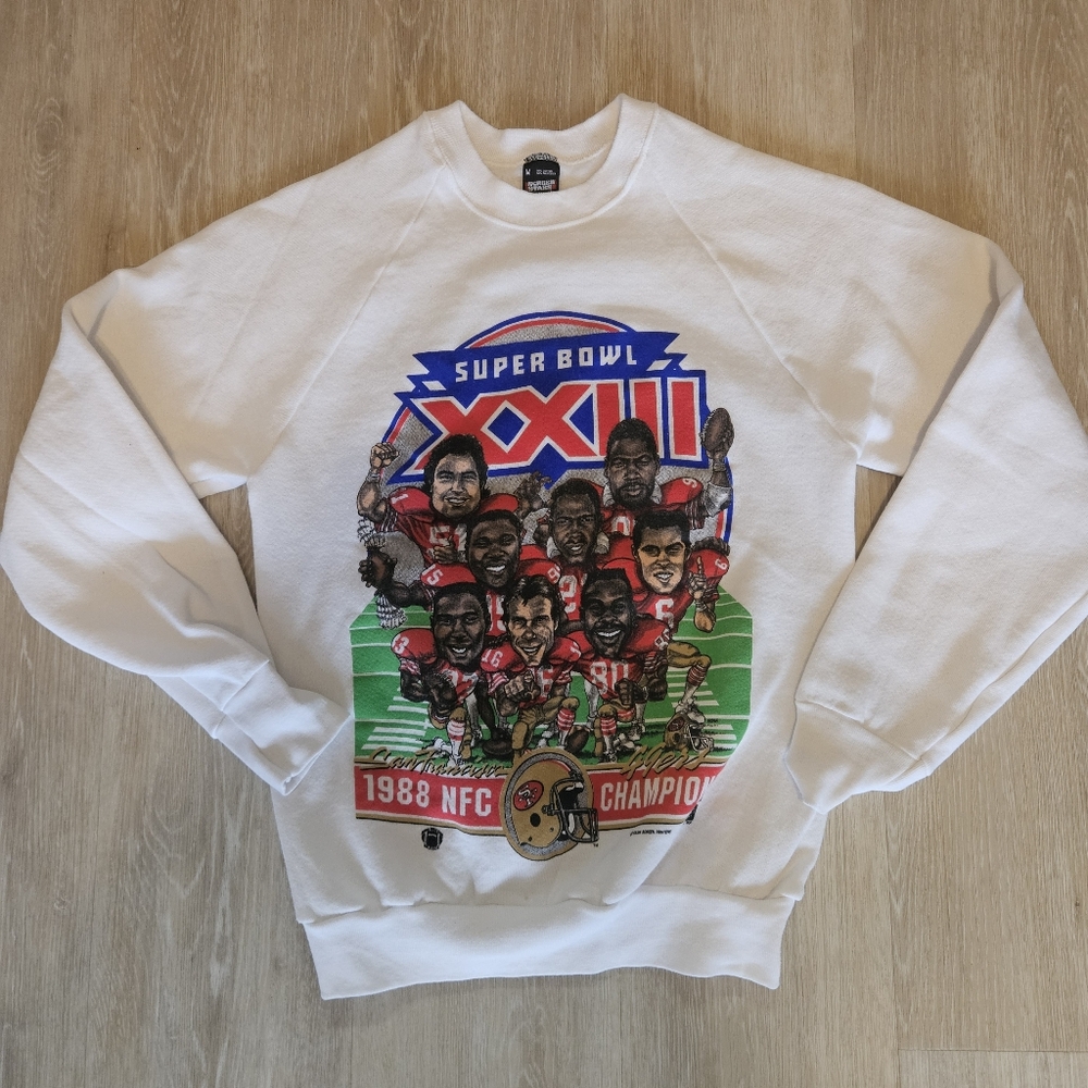 VTG 80s San Francisco 49ers Super Bowl XXIII Caricature Screenstars Sweatshirt